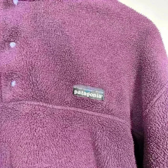 PATAGONIA Fleece Half Snap Pullover Sweatshirt Purple Women Small Mock Neck - Picture 5 of 10